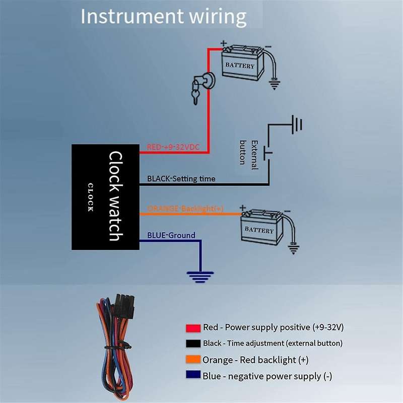 0-12 Hours Meters 2 Inch 52mm Clock Gauges with Red Backlight Instrument Show Clock Meters for Car B