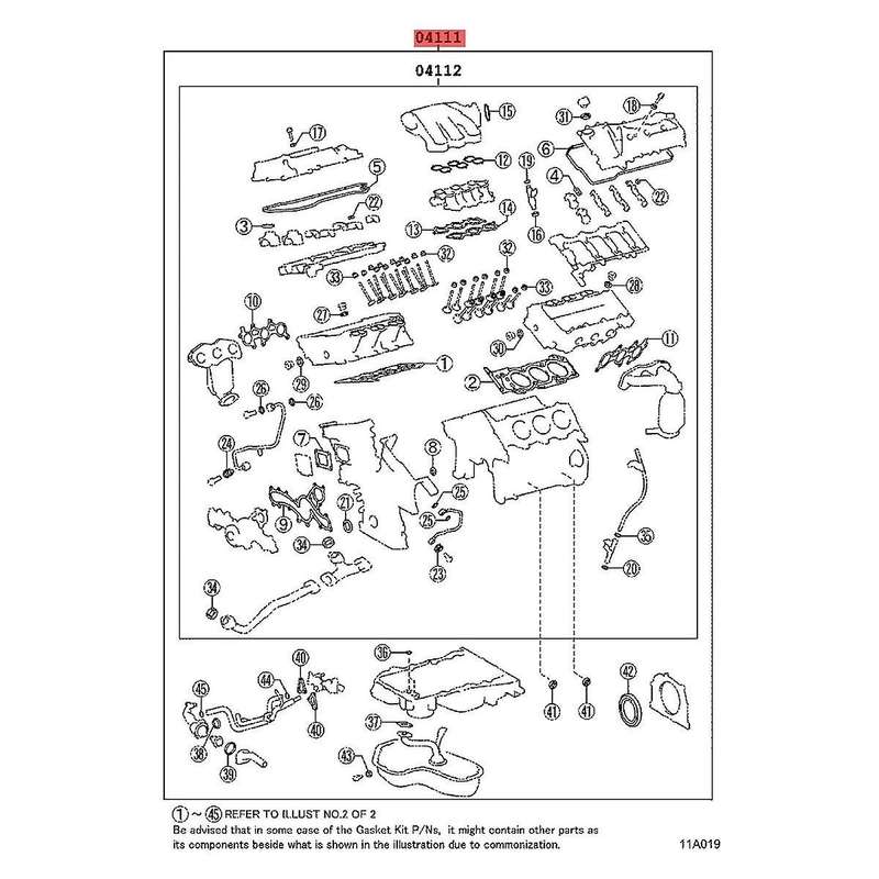 04111-36040 Engine Full Gasket Set for Venza Sienna Rx 2.7l 2008-2016 Cylinder Head Repair Kits