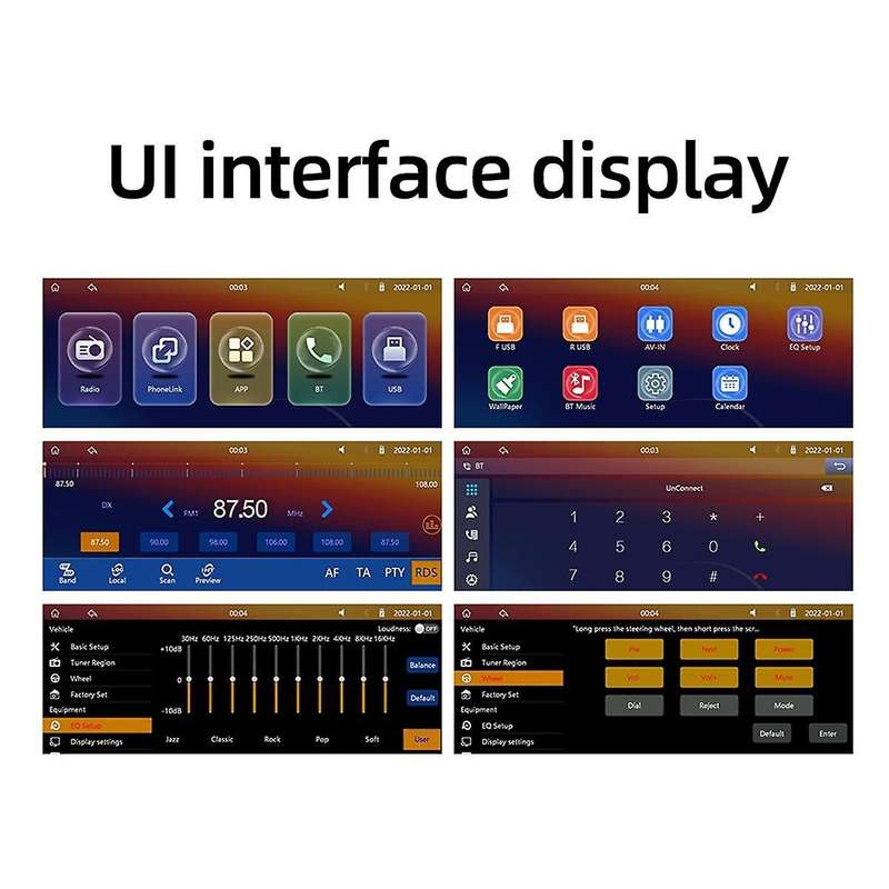 1 Din 6.86 Inch Car Radio Wireless CarPlay Android Auto Multimedia Player Universal MP5 Player Mirro