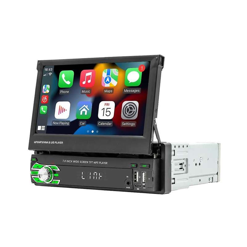 1 Din 7inch Car Retractable Screen Wireless Carplay Android Auto Car Portable Radio Bluetooth Mp5 F