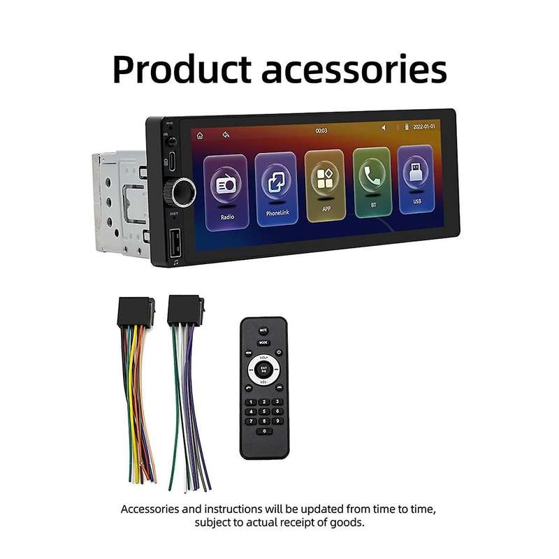 1 Din 6.86 Inch Car Radio Wireless CarPlay Android Auto Multimedia Player Universal MP5 Player Mirro