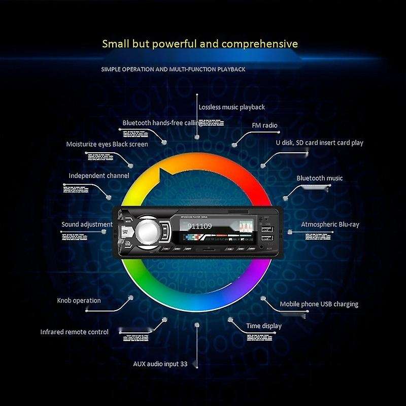 1 Din Car MP3 Multimedia Player Bluetooth Autoradio 12V Car Stereo Radio FM Aux-IN Input Receiver US