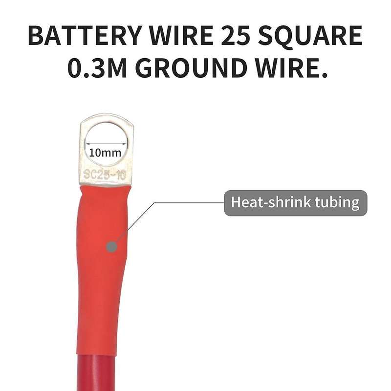 1 Foot 4 AWG Battery Cable Wire with 3/8 inch Ring Terminals Universal for Car Marine Boat ATV Lawn