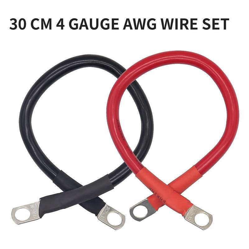 1 Foot 4 AWG Battery Cable Wire with 3/8 inch Ring Terminals Universal for Car Marine Boat ATV Lawn