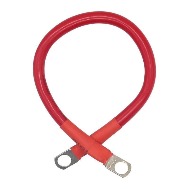 1 Foot 4 AWG Battery Cable Wire with 3/8 inch Ring Terminals Universal for Car Marine Boat ATV Lawn