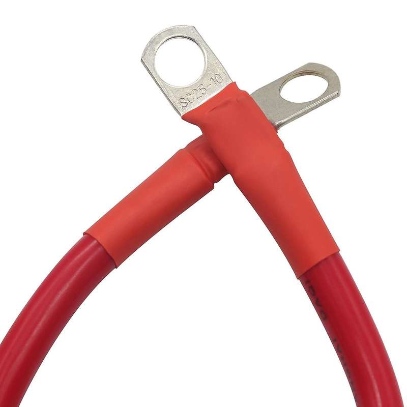 1 Foot 4 AWG Battery Cable Wire with 3/8 inch Ring Terminals Universal for Car Marine Boat ATV Lawn