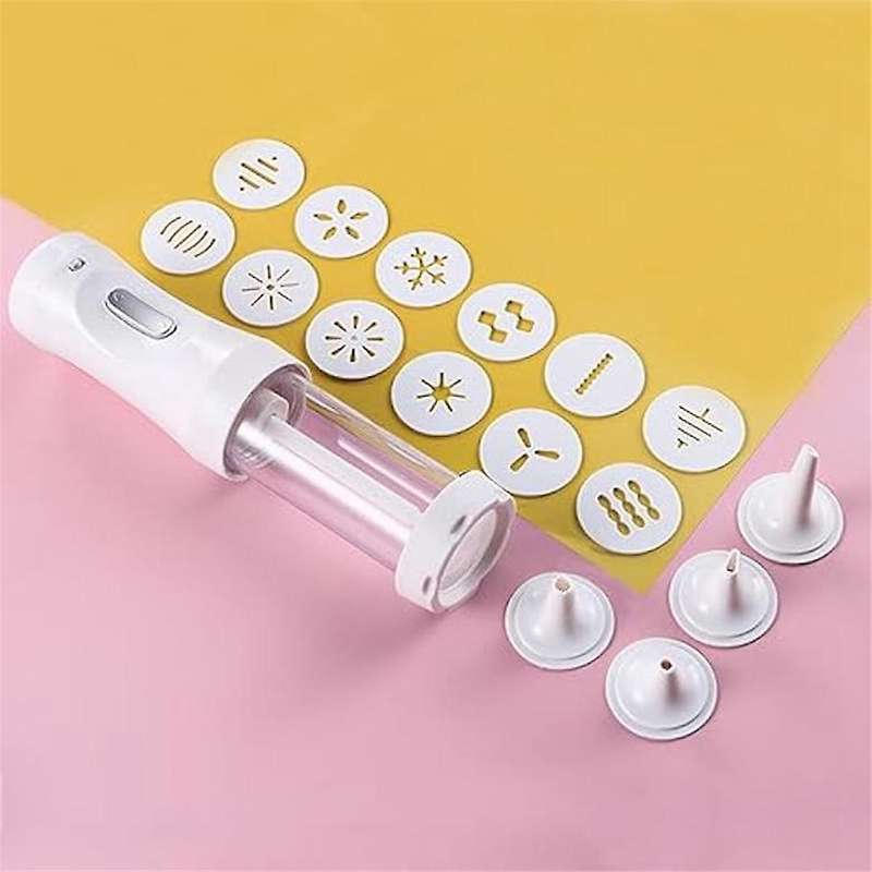 1 Electric Cookie Press with 12 Mold and 4 Decorating Nozzles for Cake Dessert Diy Maker and Decorat