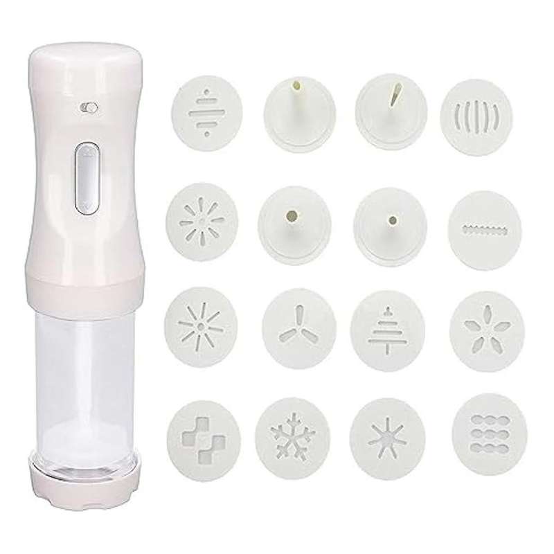 1 Electric Cookie Press with 12 Mold and 4 Decorating Nozzles for Cake Dessert Diy Maker and Decorat