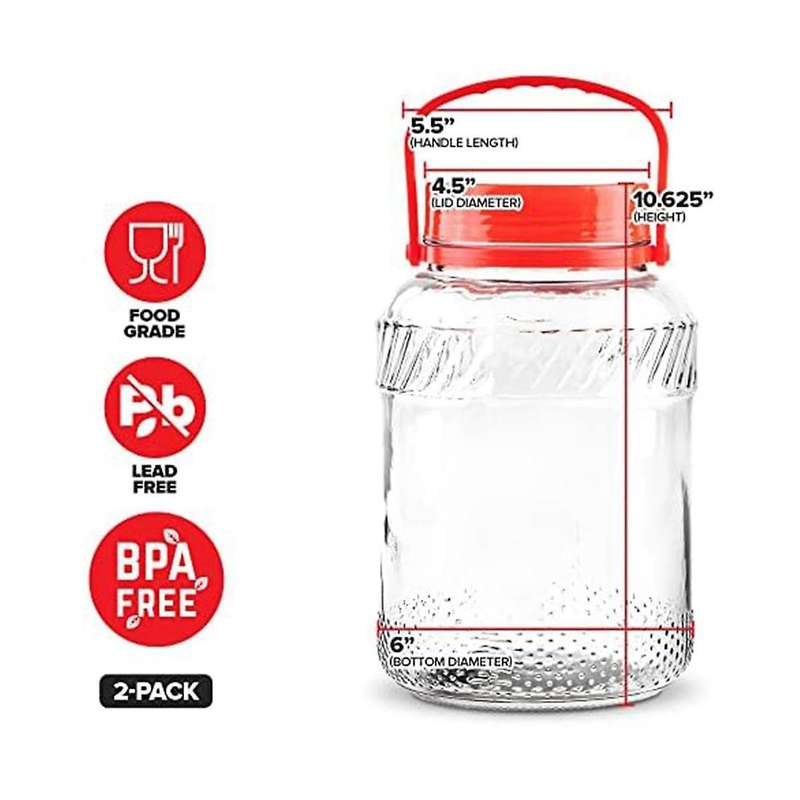 1 Gallon with Lid (2 Pack) 128 Oz Mason Jars Wide Mouth for Sun Tea, Big Kombucha