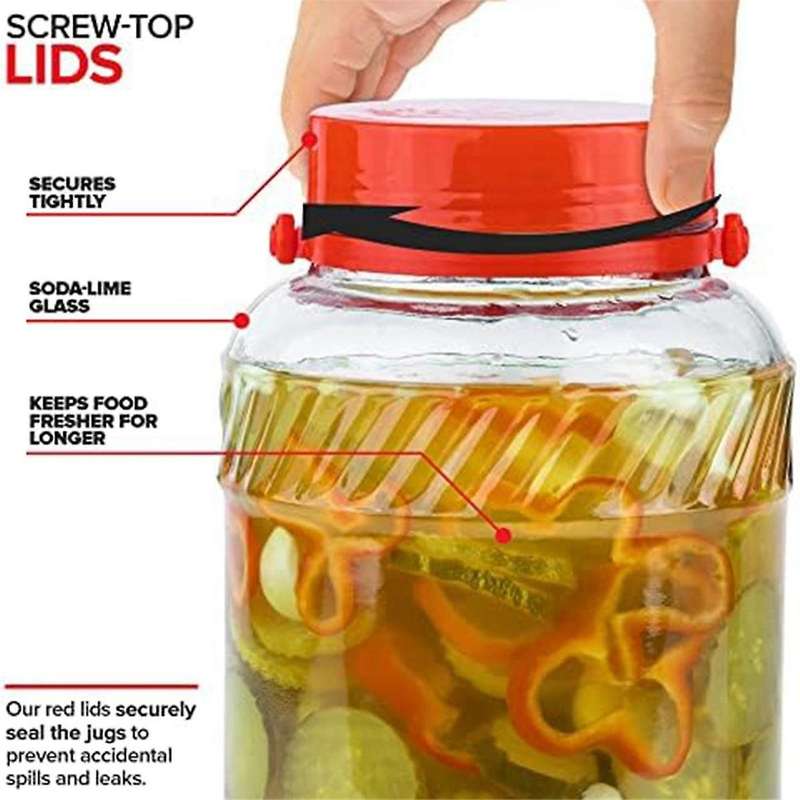 1 Gallon with Lid (2 Pack) 128 Oz Mason Jars Wide Mouth for Sun Tea, Big Kombucha