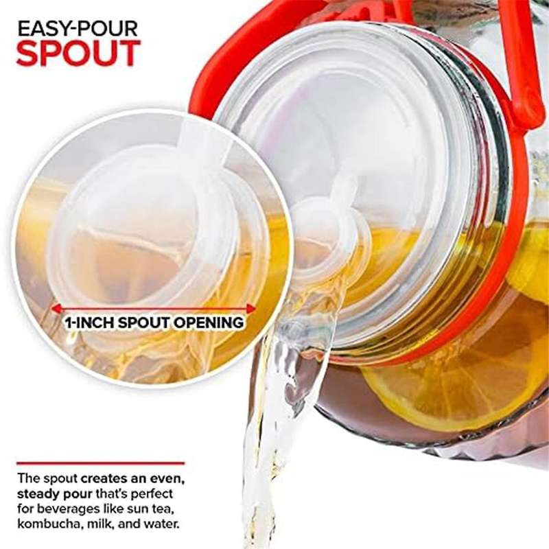 1 Gallon with Lid (2 Pack) 128 Oz Mason Jars Wide Mouth for Sun Tea, Big Kombucha