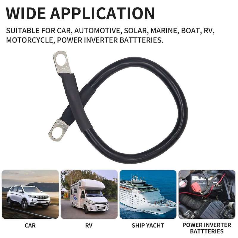 1 Foot 4 AWG Battery Cable Wire with 3/8 inch Ring Terminals Universal for Car Marine Boat ATV Lawn