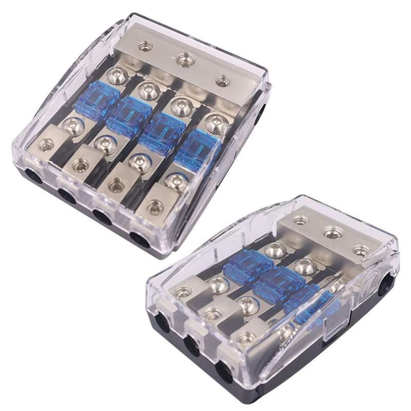 1 in 3 Out Fuse Holder + Fuse Set Audio Line Fuse Car Fuse Seat + Safety Lever Built-in 60A -Pin Ins