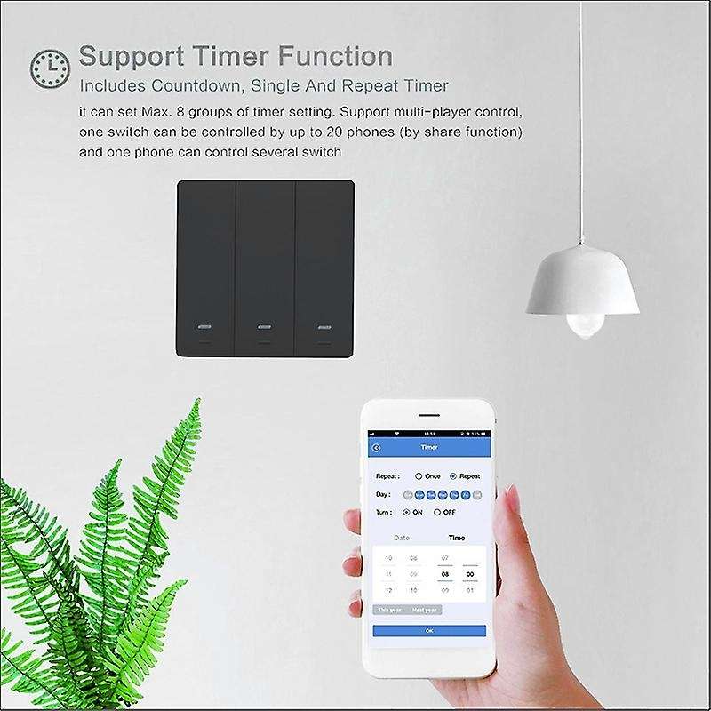 1 Gang Smart WiFi Rocker Button Switch Smart Home Wall Switch EU/ UK Standard for Google Home Alexa