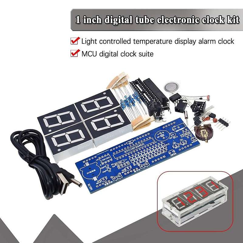 1 Inch Electronic Kit Digital Clock Set Microcontroller RED Tube LED Display Time