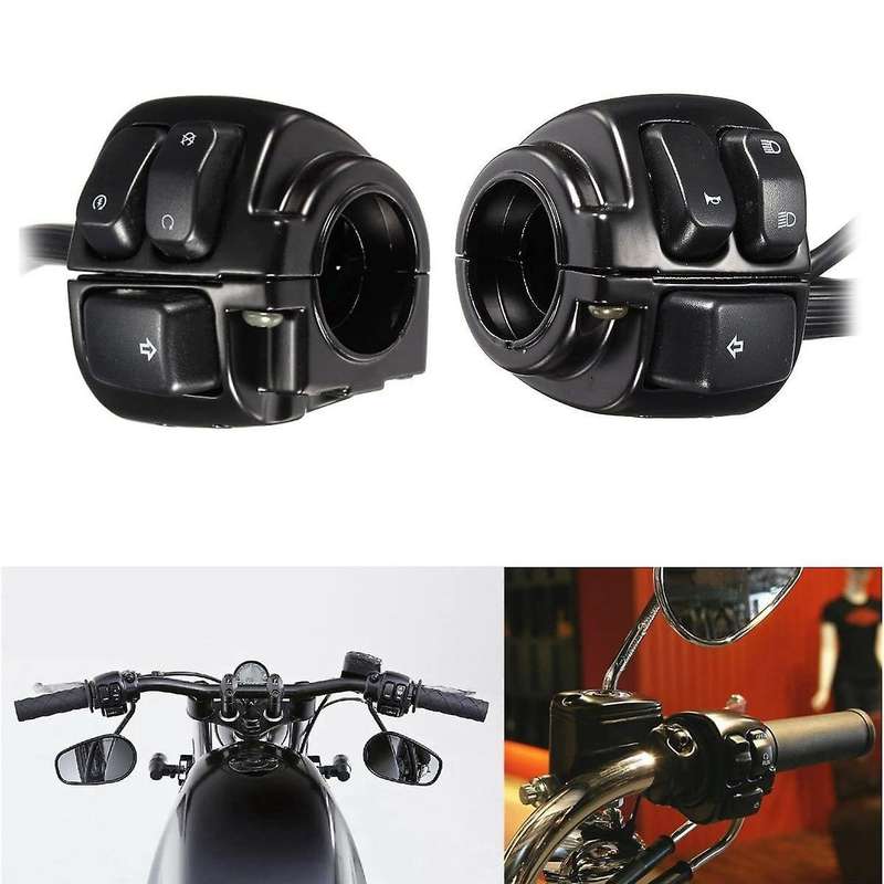 1 inch 25mm Handlebar Control Switch Motorcycle Turn Signal Switch Button with Wiring Harness for So