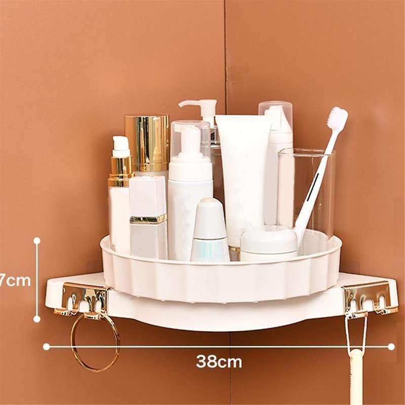 1 Pack Corner Shower 360 Rotating Bathroom Organizer and Storage Shelves, No Drilling Turntable Or