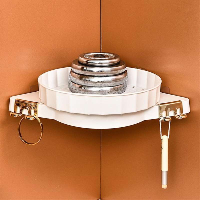 1 Pack Corner Shower 360 Rotating Bathroom Organizer and Storage Shelves, No Drilling Turntable Or