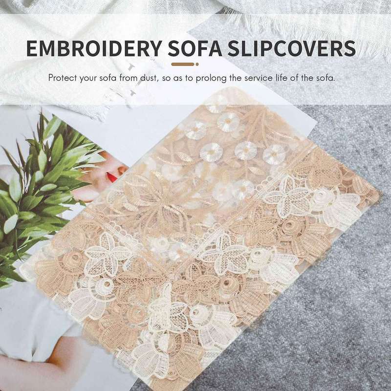 1 Pack Lace Sofa Cover, Embroidery Back Couch Covers Furniture Protector Table Cover (60x70cm/23.6x