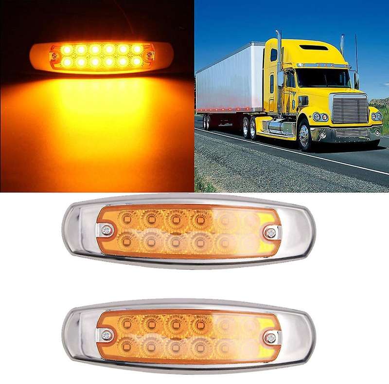 1 Pair 12 LED LED Side Marker Light Universal Car Clearance Warning Light for Boats Truck Trailer Pi