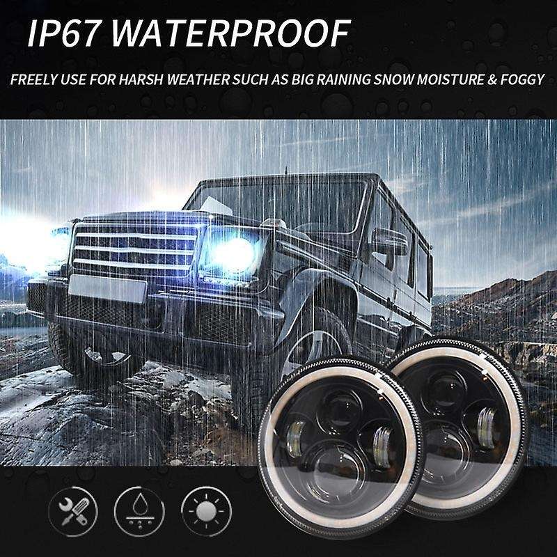 1 Pair 7 INCH 140W LED Headlight Halo Angle Eye for CJ JK LJ 97-18