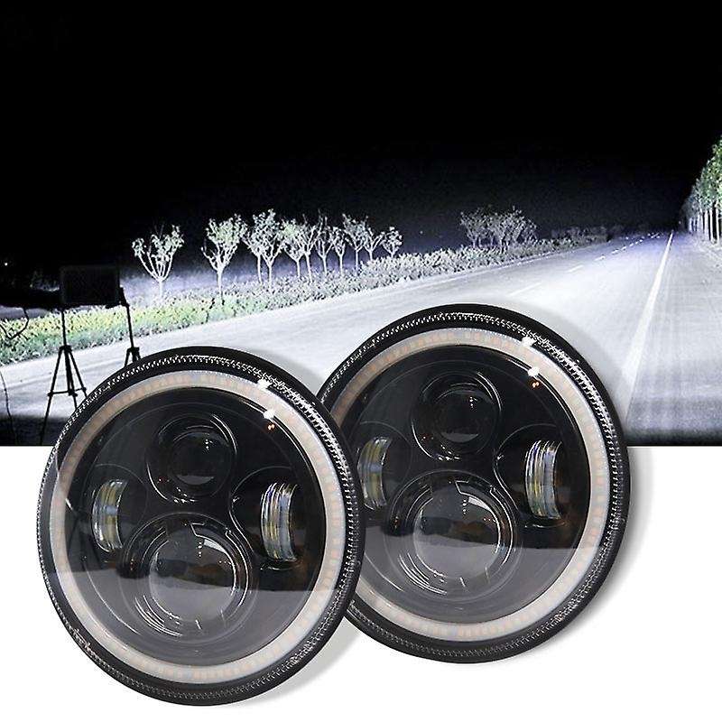 1 Pair 7 INCH 140W LED Headlight Halo Angle Eye for CJ JK LJ 97-18