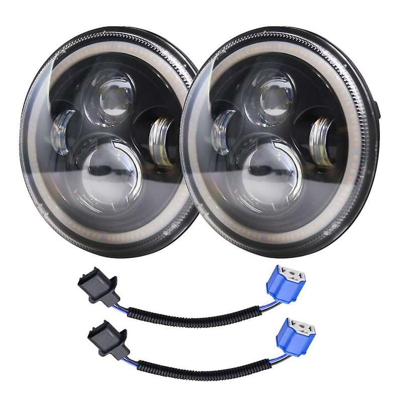 1 Pair 7 INCH 140W LED Headlight Halo Angle Eye for CJ JK LJ 97-18