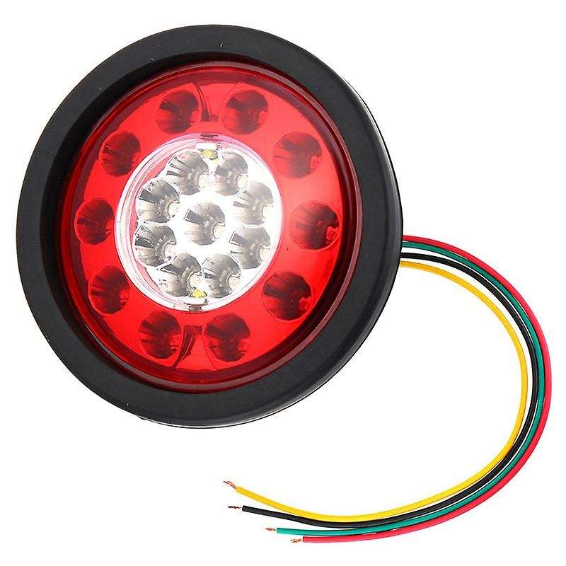 1 Pair 19 Car Rear Tail Lights Round Rubber Stop Brake Lamp for 12V 24V Truck Trailer Vehicles Red Y