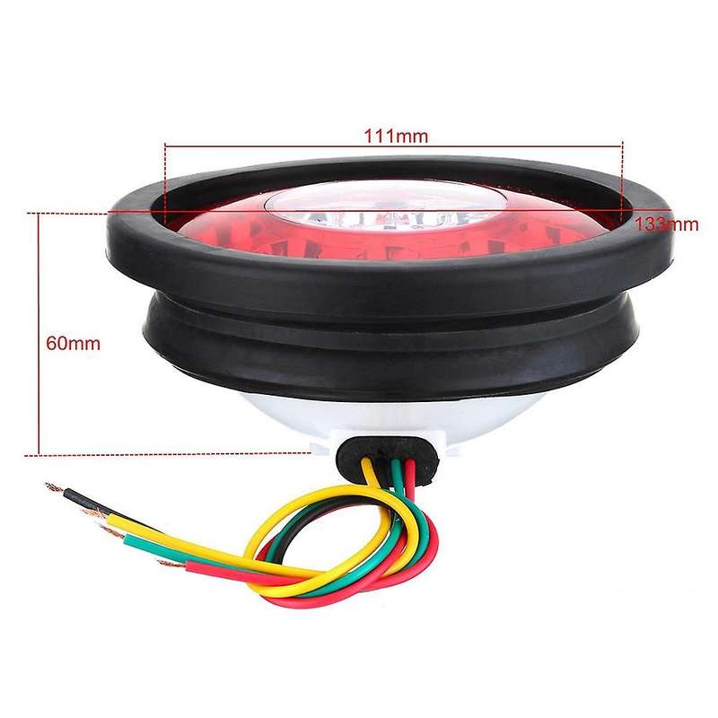 1 Pair 19 Car Rear Tail Lights Round Rubber Stop Brake Lamp for 12V 24V Truck Trailer Vehicles Red Y
