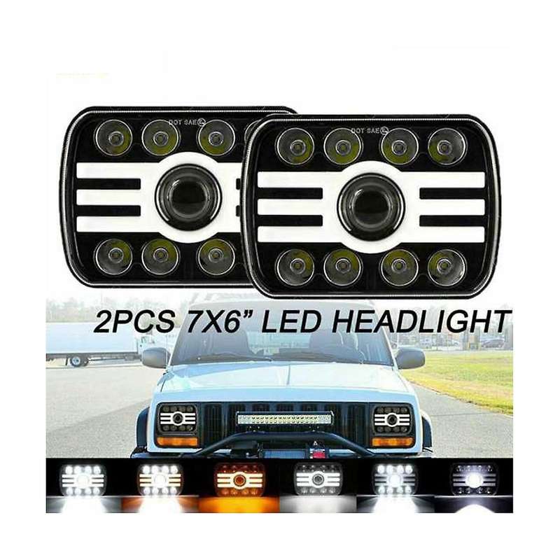 1 Pair 240w 5x7 Inch 7x6 Inch Led Headlight High Low Beam Halo Drl for Wrangler Xj Yj