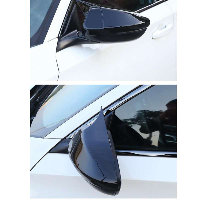 1 Pair ABS Replacement Side Mirror Covers Wing Mirror Covers Caps for Accord 2016 - 2019 Bright Blac