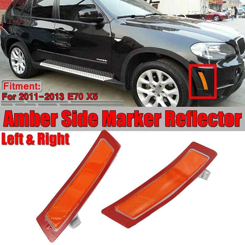 1 Pair Amber Front Bumper Reflector Side Marker Lights Fit for X5 E70 2011-2013
