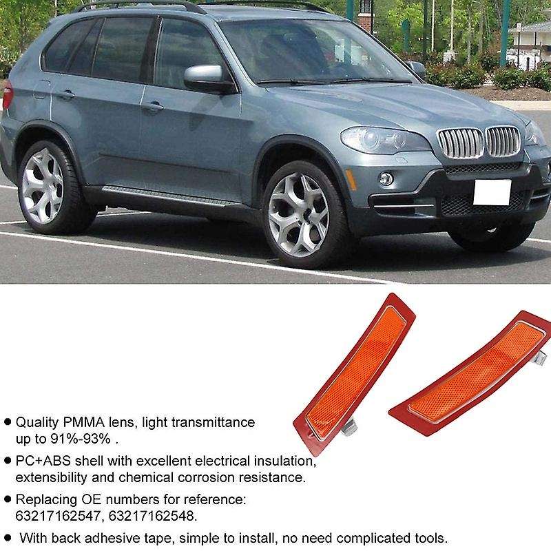 1 Pair Amber Front Bumper Reflector Side Marker Lights Fit for X5 E70 2011-2013