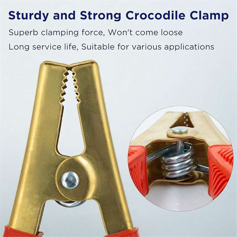 1 Pair Battery Jumper Cable Clamps, Crocodile Clamps, 1000A Pure Brass Cable Wire Clips Suitable fo