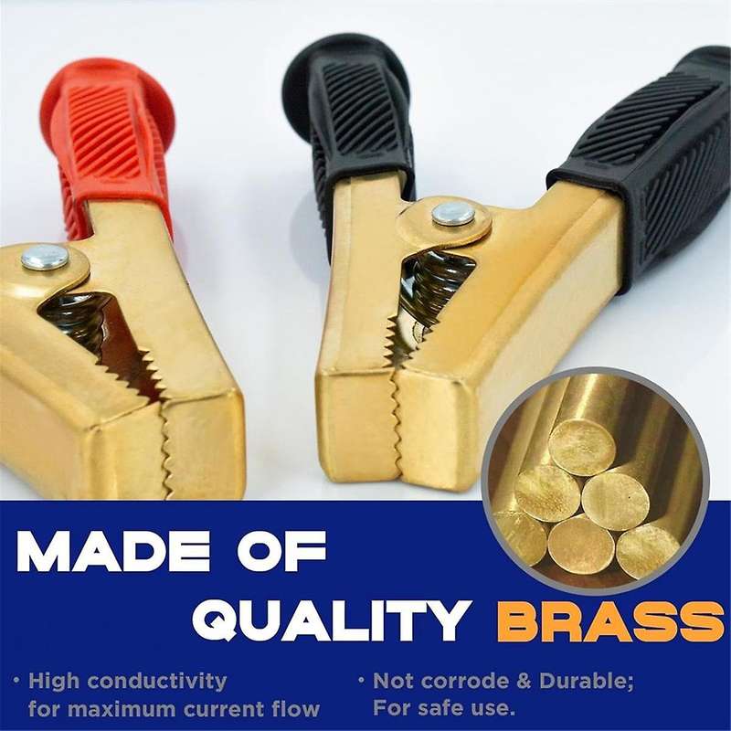 1 Pair Battery Jumper Cable Clamps, Crocodile Clamps, 1000A Pure Brass Cable Wire Clips Suitable for