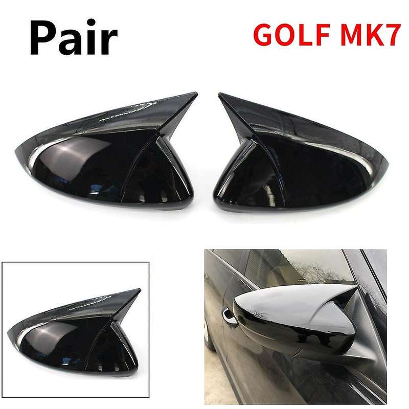 1 Pair Boat Mirror Cover Side Wing Rear View Mirror Case Covers Bright Black for GOLF 7 MK7 7.5 GT I