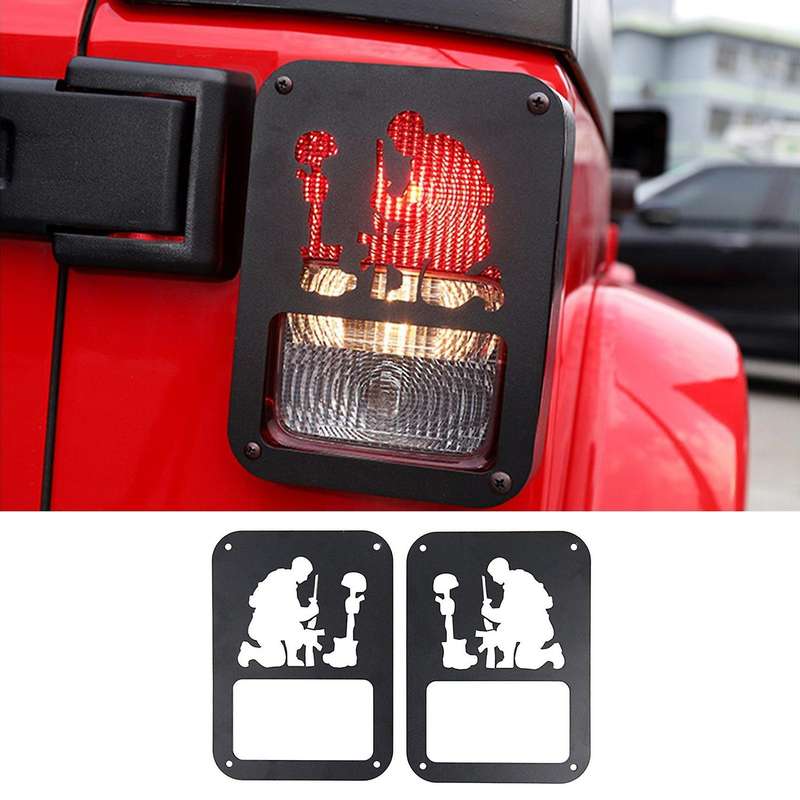 1 Pair Black Rear Taillight Cover Guard Car Tail Light Guard Cover Accessories for JK 07-18
