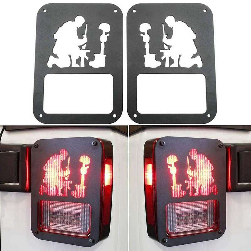 1 Pair Black Rear Taillight Cover Guard Car Tail Light Guard Cover Accessories for JK 07-18