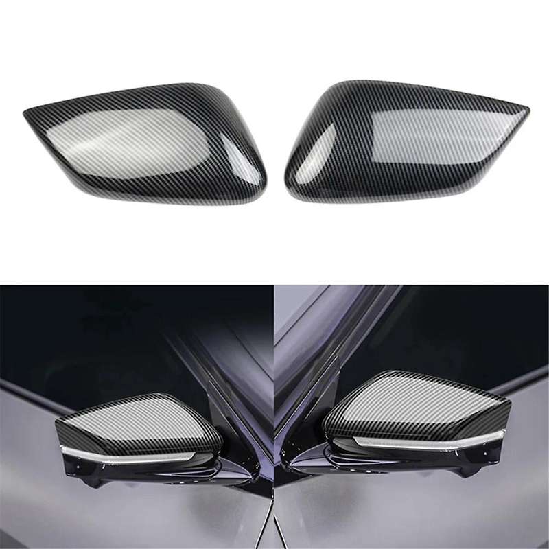 1 Pair Car Carbon Fiber Rearview Mirror Covers Side Wing Mirror Cap for Ev6 2021 2022 Lhd