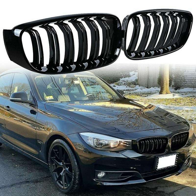 1 Pair Car Dual-Slat Grille Front Bumper Kidney Grille for F34 335I GT 3-Series 2014-2017