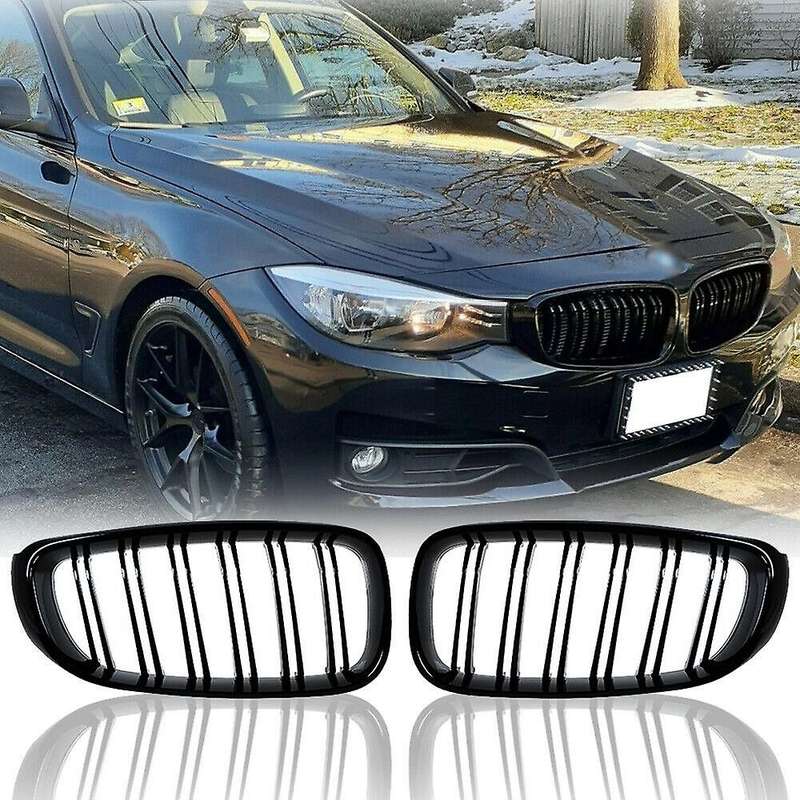 1 Pair Car Dual-Slat Grille Front Bumper Kidney Grille for F34 335I GT 3-Series 2014-2017