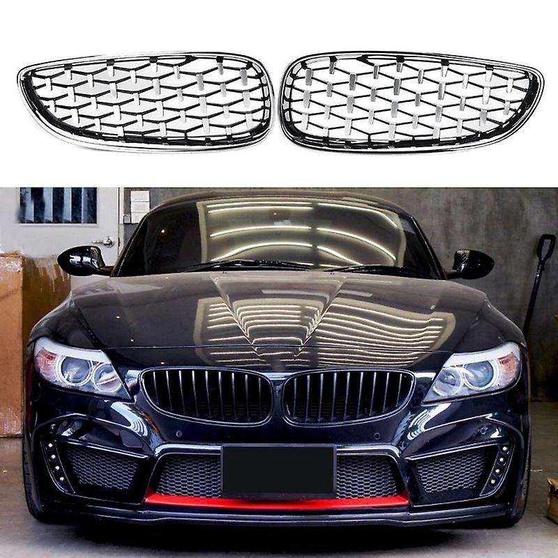 1 Pair Car Decoration Front Bumper Diamond Grille Kidney Grill for - Z4 E89 2009-2016