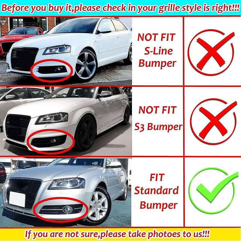 1 Pair Car Front Bumper Fog Light Mesh Grille for A3 8p 2009-2013 8p0807682d Fog Lamp Honeycomb Gril