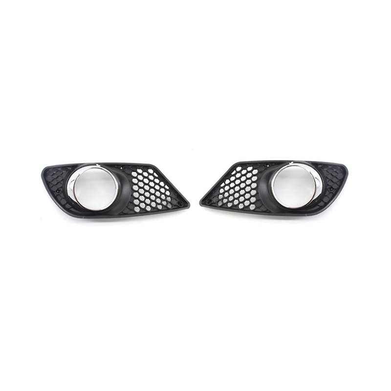 1 Pair Car Front Bumper Fog Light Grille Fog Lamp Cover with Chrome for C-class W204 2008-2010