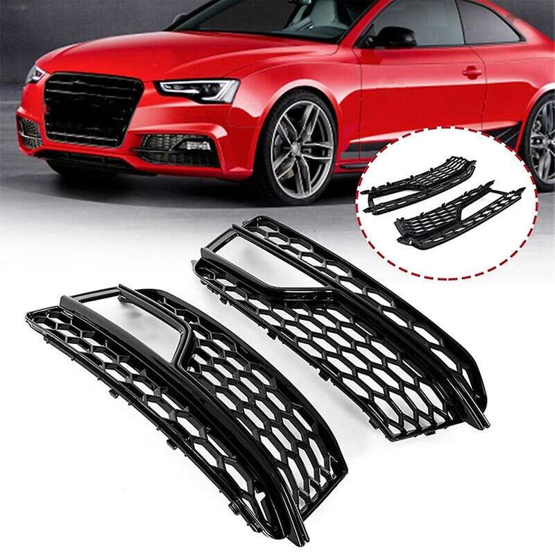 1 Pair Car Front Bumper Mesh Fog Light Cover Honeycomb Grill Grille Cover for S5 A5 S-Lines 2013-20