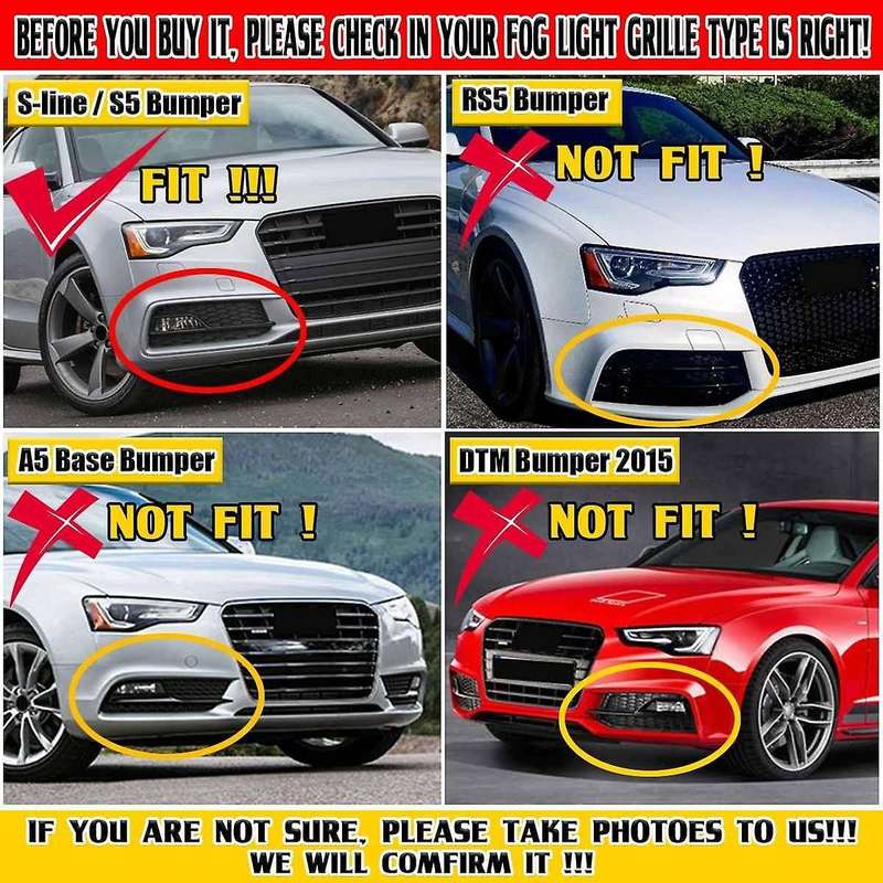 1 Pair Car Front Bumper Mesh Fog Light Cover Honeycomb Grill Grille Cover for S5 A5 S-Lines 2013-20