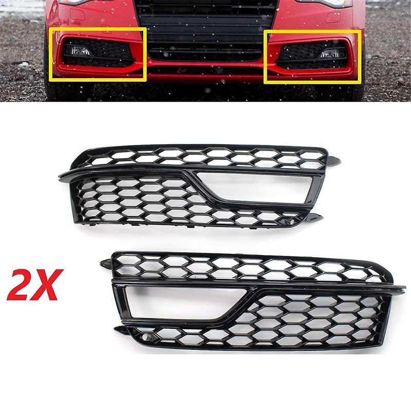 1 Pair Car Front Bumper Mesh Fog Light Cover Honeycomb Grill Grille Cover for S5 A5 S-Lines 2013-20
