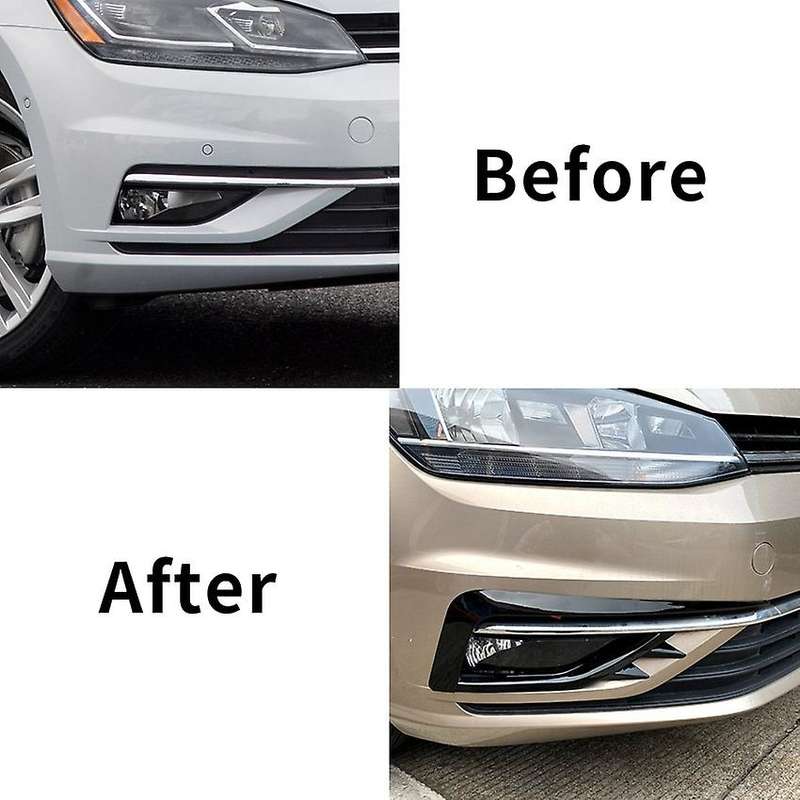 1 Pair Car Front Fog Lamp Eyebrow Wind Knife Eyelid Cover Frame for Golf MK7.5 2017-2020 Fog Light E