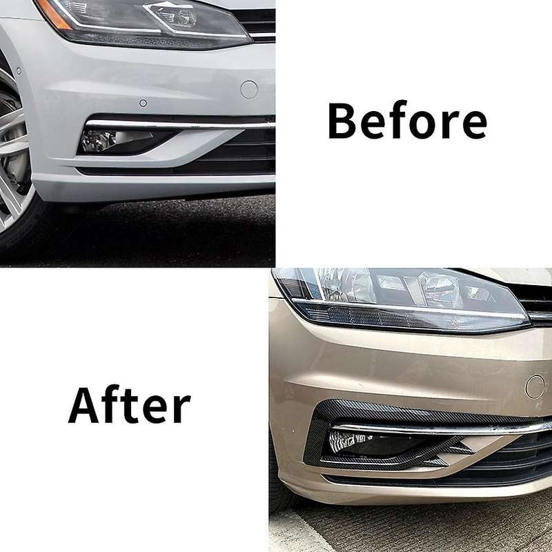 1 Pair Car Front Fog Lamp Eyebrow Wind Knife Eyelid Cover Frame for Golf MK7.5 2017-2020 Fog Light E