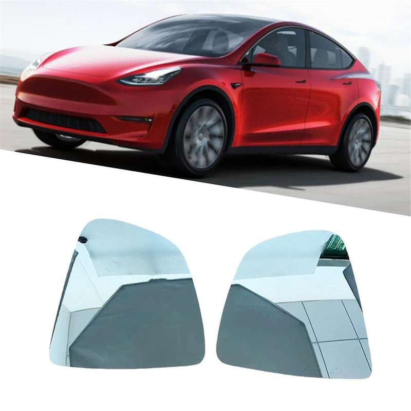 1 Pair Car Front Heated Side Door Wing Rear View Blue Mirror Lens Glass for Model Y 2019-2022